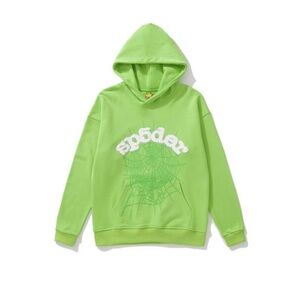 Green spider (Sp5der) hoodie 100% cotton puff print lettering